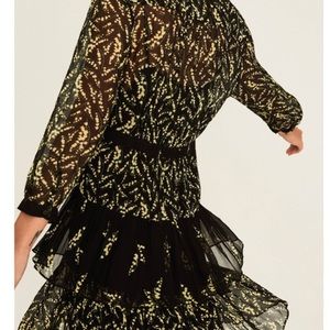 Ba&sh
Women's Black Morris Tiered Printed Chiffon Midi Dress